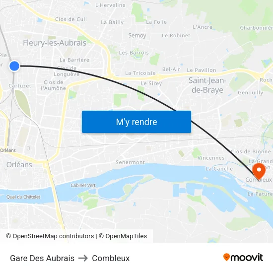 Gare Des Aubrais to Combleux map