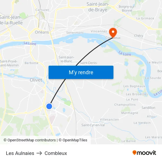 Les Aulnaies to Combleux map