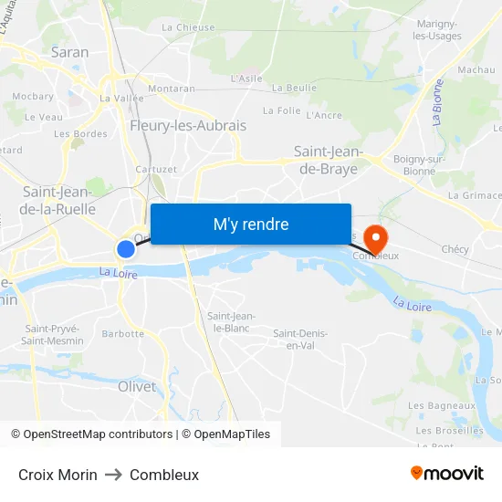 Croix Morin to Combleux map