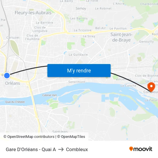 Gare D'Orléans - Quai A to Combleux map