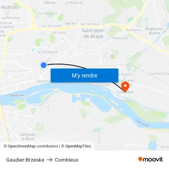 Gaudier-Brzeska to Combleux map