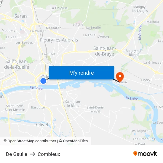 De Gaulle to Combleux map