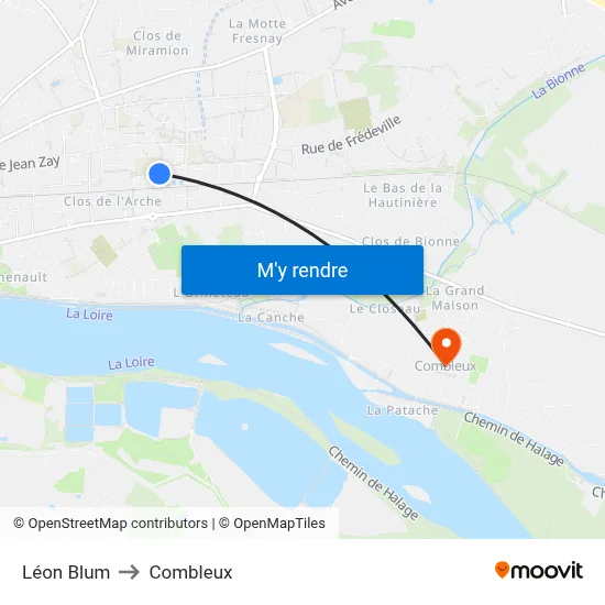 Léon Blum to Combleux map