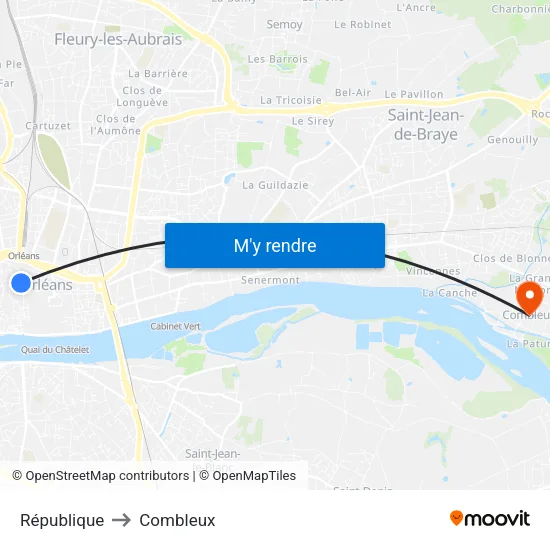 République to Combleux map