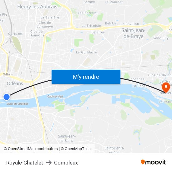 Royale-Châtelet to Combleux map