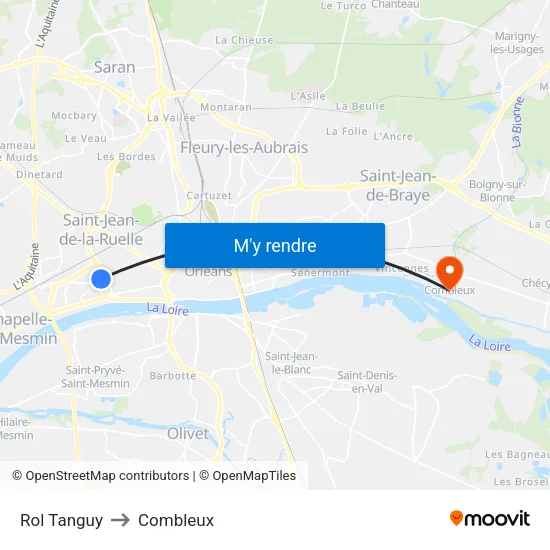 Rol Tanguy to Combleux map