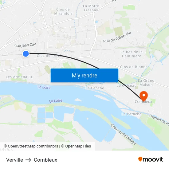 Verville to Combleux map