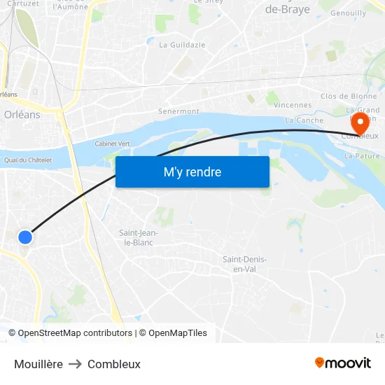 Mouillère to Combleux map