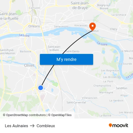 Les Aulnaies to Combleux map