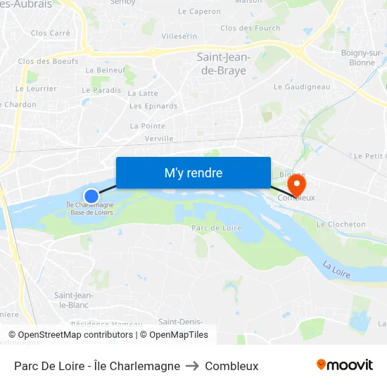 Parc De Loire - Île Charlemagne to Combleux map