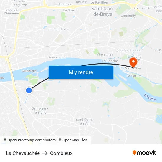 La Chevauchée to Combleux map