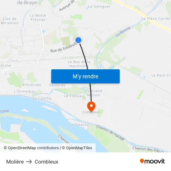 Molière to Combleux map