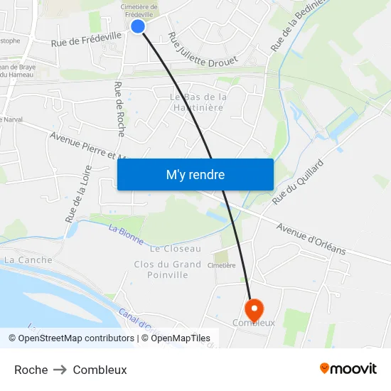 Roche to Combleux map
