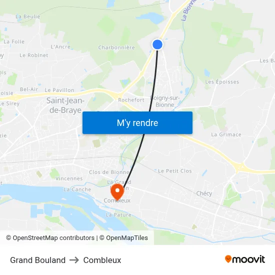 Grand Bouland to Combleux map