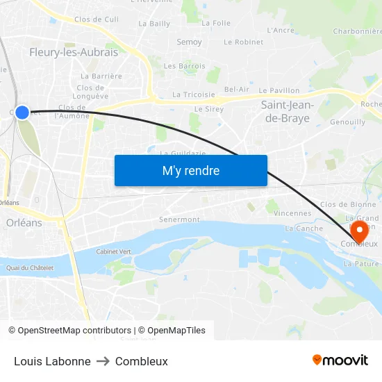 Louis Labonne to Combleux map