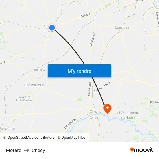 Morard to Chécy map