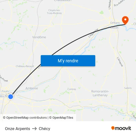 Onze Arpents to Chécy map