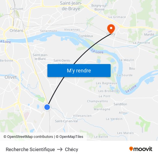 Recherche Scientifique to Chécy map