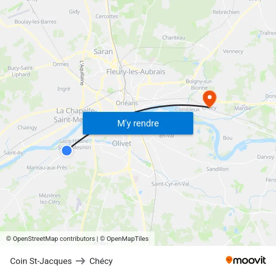 Coin St-Jacques to Chécy map