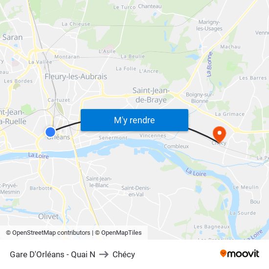 Gare D'Orléans - Quai N to Chécy map