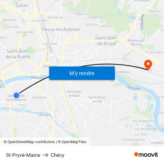 St-Pryvé-Mairie to Chécy map