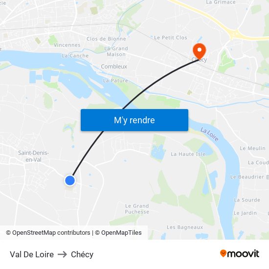 Val De Loire to Chécy map