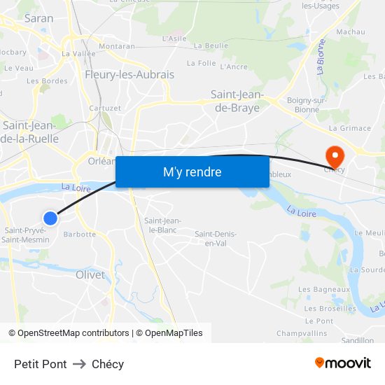 Petit Pont to Chécy map