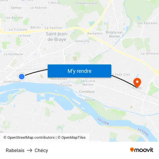Rabelais to Chécy map