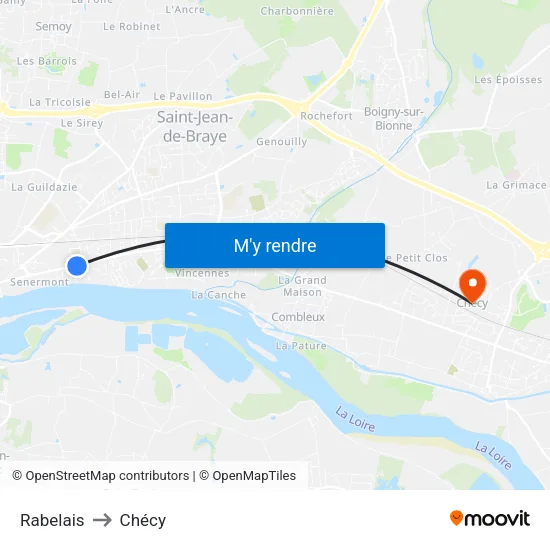 Rabelais to Chécy map
