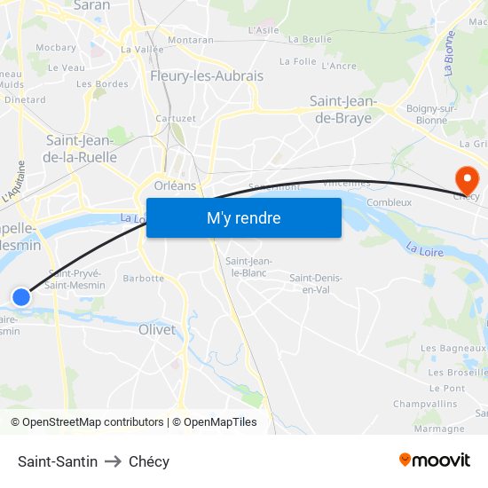 Saint-Santin to Chécy map