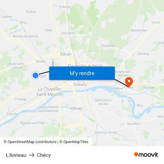 L'Anneau to Chécy map