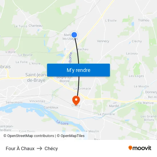 Four À Chaux to Chécy map
