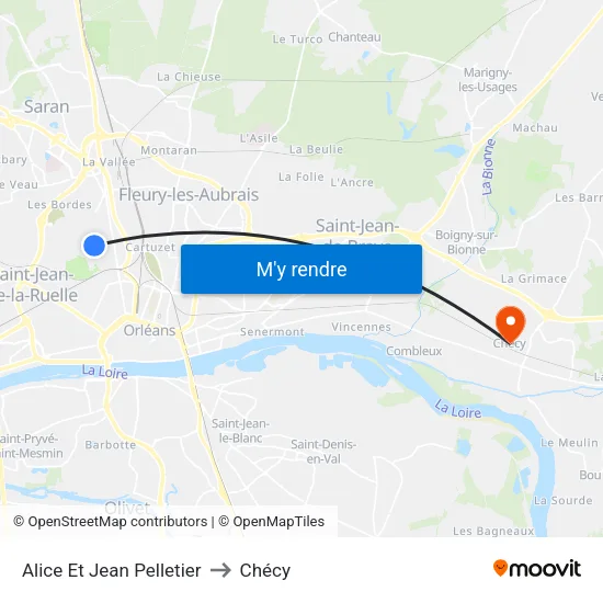Alice Et Jean Pelletier to Chécy map