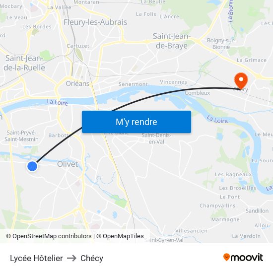 Lycée Hôtelier to Chécy map