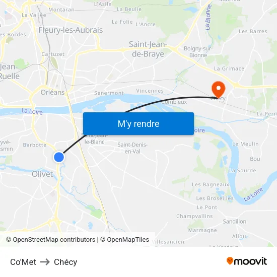 Co'Met to Chécy map