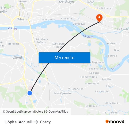 Hôpital-Accueil to Chécy map