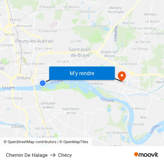Chemin De Halage to Chécy map