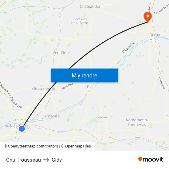 Chu Trousseau to Gidy map
