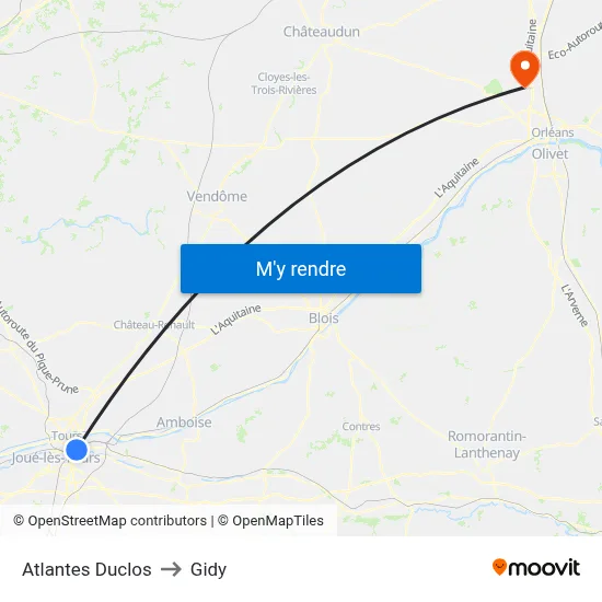 Atlantes Duclos to Gidy map