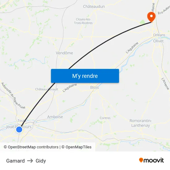 Gamard to Gidy map