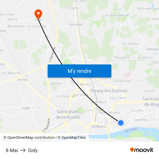 8 Mai to Gidy map