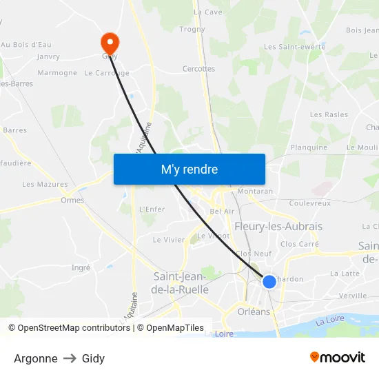 Argonne to Gidy map