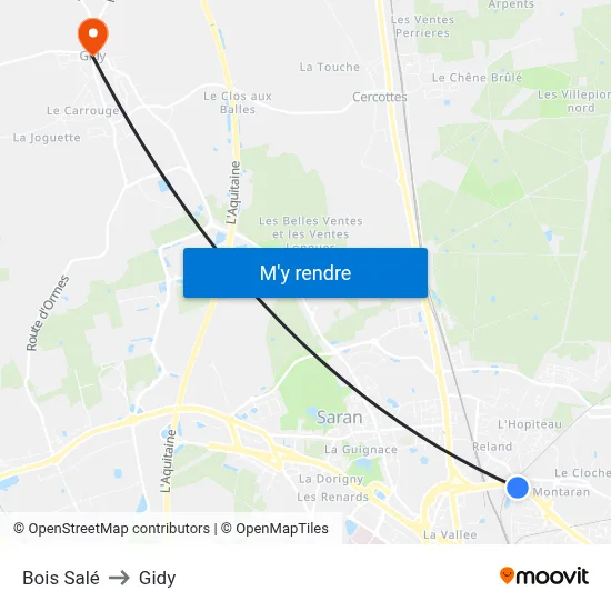Bois Salé to Gidy map