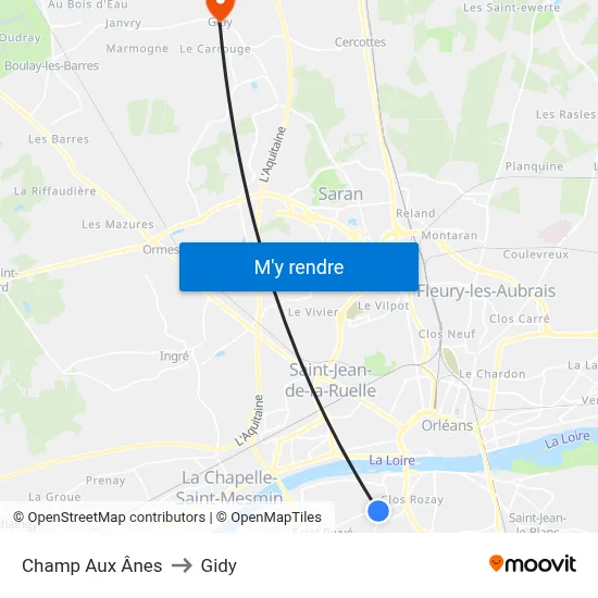 Champ Aux Ânes to Gidy map