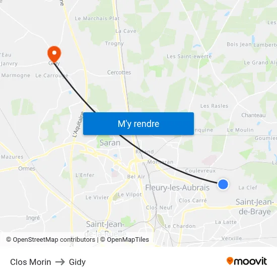Clos Morin to Gidy map