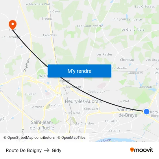 Route De Boigny to Gidy map