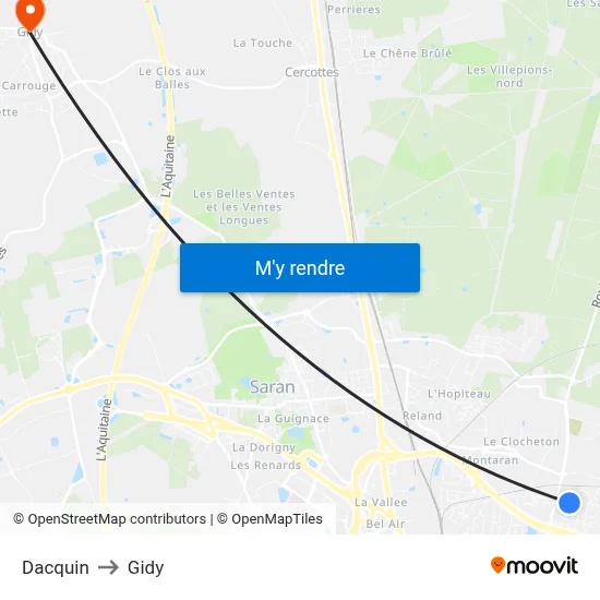 Dacquin to Gidy map