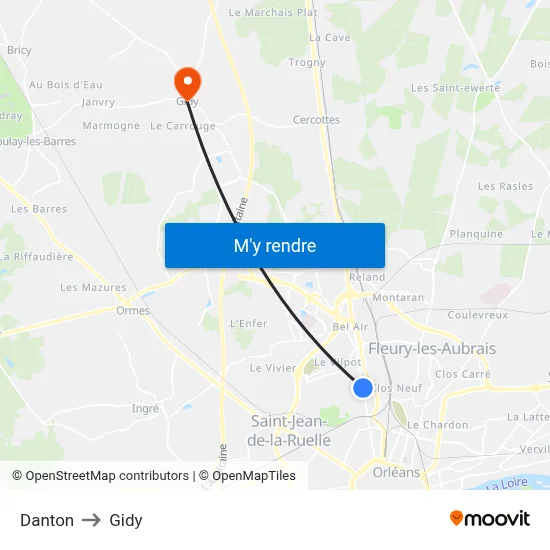 Danton to Gidy map