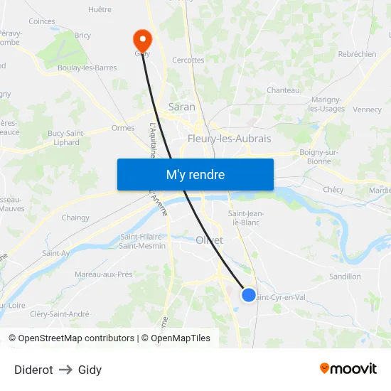 Diderot to Gidy map