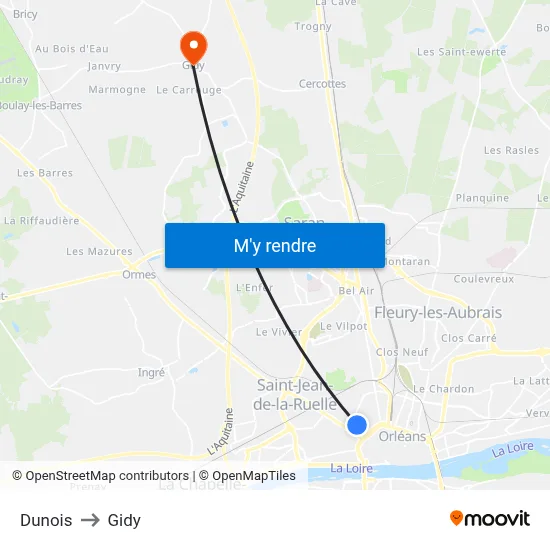 Dunois to Gidy map